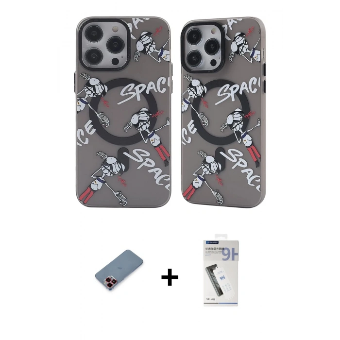 MARSİLYAN™- iPhone 12 Pro Max Kılıf Nova Doku Koleksiyonu - Şeffaf Uv Polymer Nano Ekran Koruyucu + Metal Kamera Lens Koruma Cam - KI