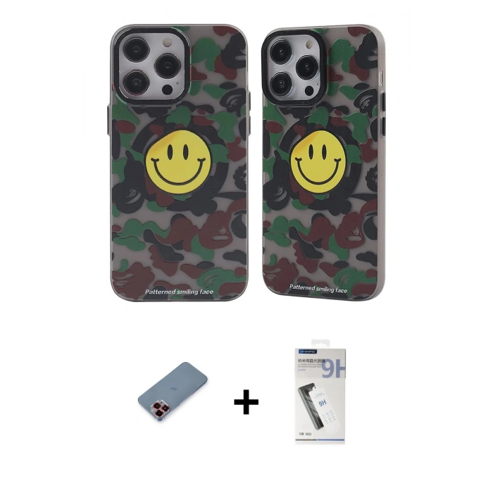 MARSİLYAN™- iPhone 12 Pro Max Kılıf Nova Doku Koleksiyonu - Şeffaf Uv Polymer Nano Ekran Koruyucu + Metal Kamera Lens Koruma Cam - KI