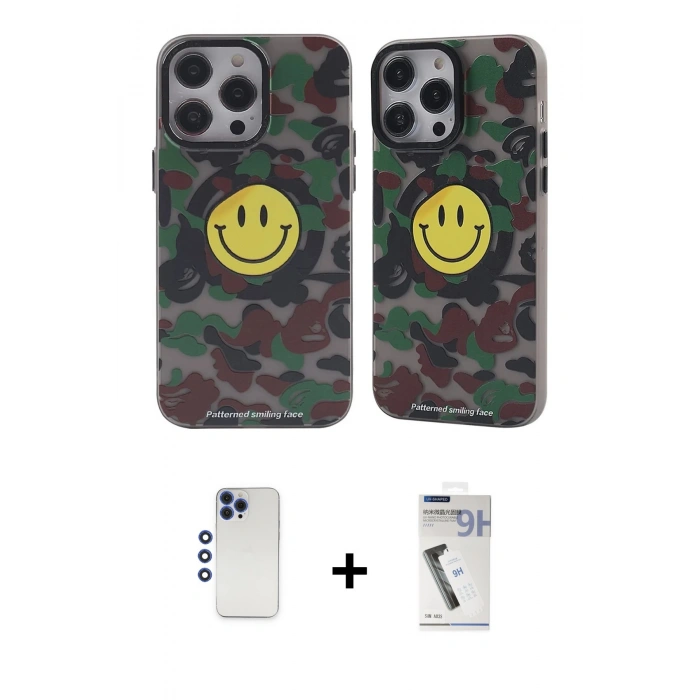 MARSİLYAN™- iPhone 12 Pro Max Kılıf Nova Doku Koleksiyonu - Şeffaf Uv Polymer Nano Ekran Koruyucu + Shine Kamera Lens - LT