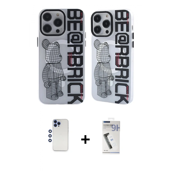 MARSİLYAN™- iPhone 12 Pro Max Kılıf Nova Doku Koleksiyonu - Şeffaf Uv Polymer Nano Ekran Koruyucu + Shine Kamera Lens - LT