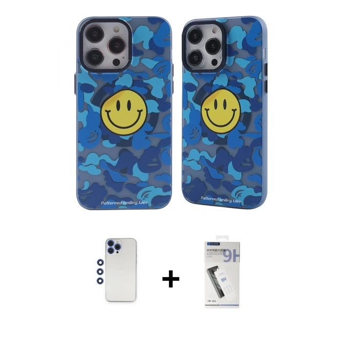 MARSİLYAN™- iPhone 12 Pro Max Kılıf Nova Doku Koleksiyonu - Şeffaf Uv Polymer Nano Ekran Koruyucu + Shine Kamera Lens - LT