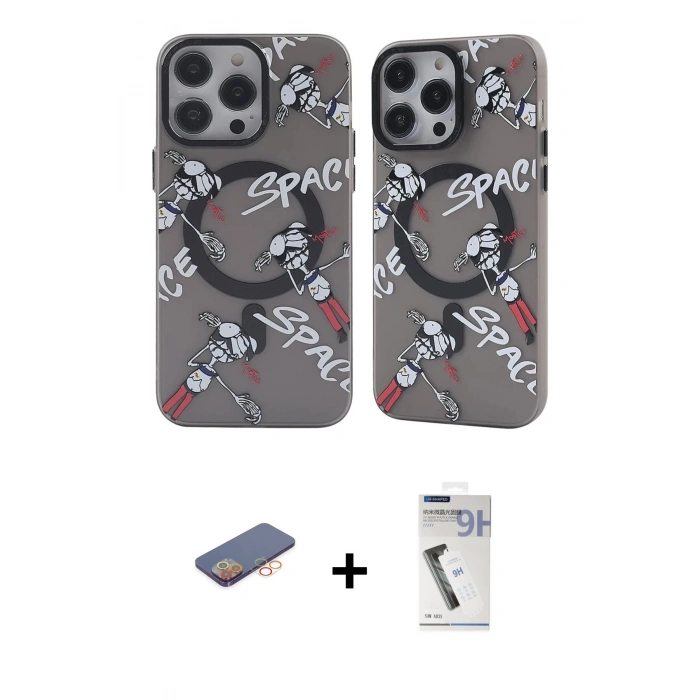MARSİLYAN™- iPhone 12 Pro Max Kılıf Nova Doku Koleksiyonu - Şeffaf Uv Polymer Nano Ekran Koruyucu + Renkli Kamera Lens Koruma Cam - TU