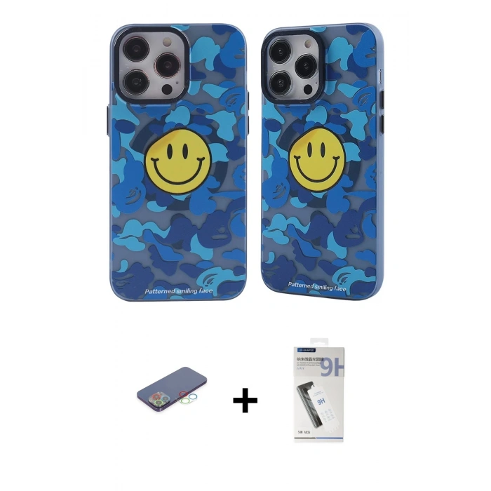 MARSİLYAN™- iPhone 12 Pro Max Kılıf Nova Doku Koleksiyonu - Şeffaf Uv Polymer Nano Ekran Koruyucu + Renkli Kamera Lens Koruma Cam - MI