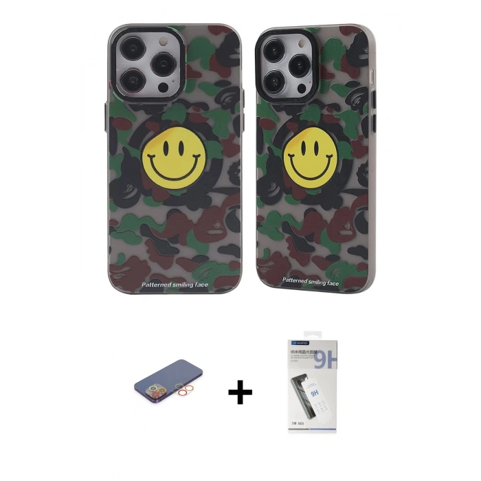 MARSİLYAN™- iPhone 12 Pro Max Kılıf Nova Doku Koleksiyonu - Şeffaf Uv Polymer Nano Ekran Koruyucu + Renkli Kamera Lens Koruma Cam - TU