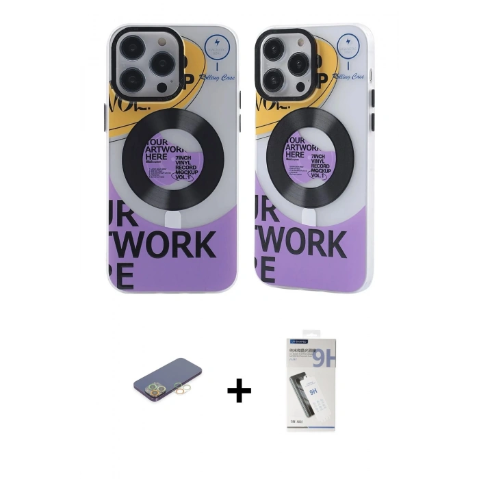 MARSİLYAN™- iPhone 12 Pro Max Kılıf Nova Doku Koleksiyonu - Şeffaf Uv Polymer Nano Ekran Koruyucu + Renkli Kamera Lens Koruma Cam - SI