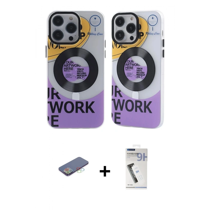 MARSİLYAN™- iPhone 12 Pro Max Kılıf Nova Doku Koleksiyonu - Şeffaf Uv Polymer Nano Ekran Koruyucu + Renkli Kamera Lens Koruma Cam - MI