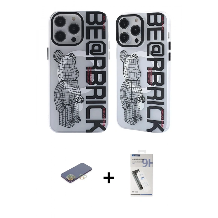 MARSİLYAN™- iPhone 12 Pro Max Kılıf Nova Doku Koleksiyonu - Şeffaf Uv Polymer Nano Ekran Koruyucu + Renkli Kamera Lens Koruma Cam - SI