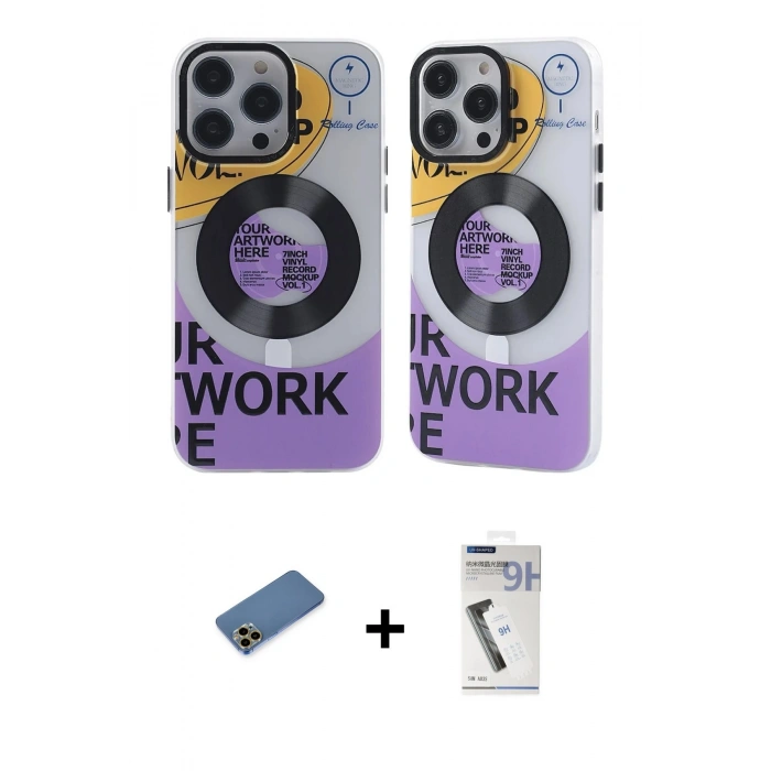 MARSİLYAN™- iPhone 12 Pro Max Kılıf Nova Doku Koleksiyonu - Şeffaf Uv Polymer Nano Ekran Koruyucu + Shine Kamera Lens Koruma Cam - GD