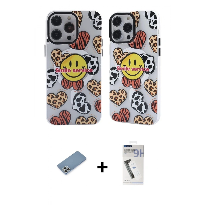 MARSİLYAN™- iPhone 12 Pro Max Kılıf Nova Doku Koleksiyonu - Şeffaf Uv Polymer Nano Ekran Koruyucu + Shine Kamera Lens Koruma Cam - GS