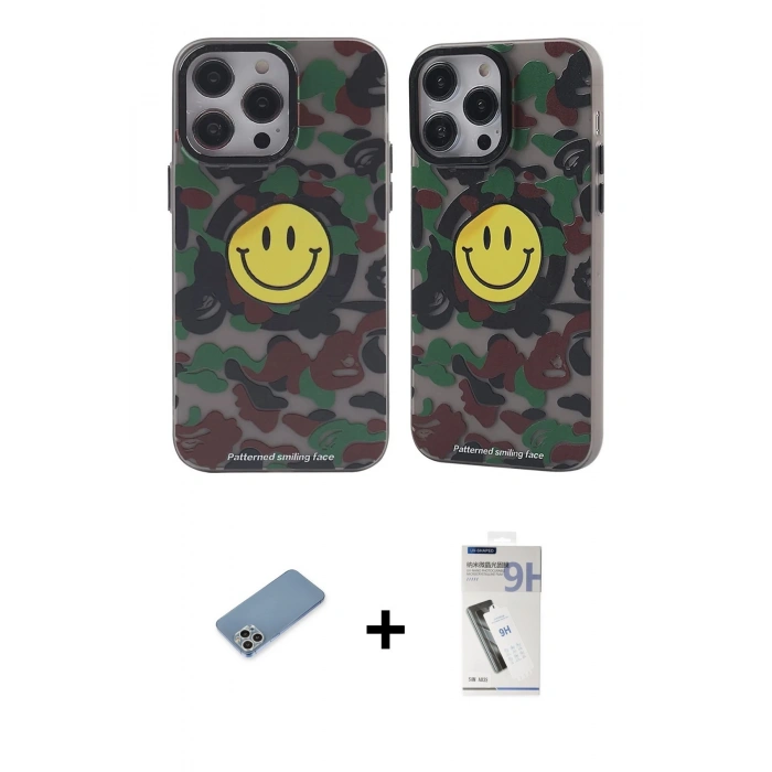 MARSİLYAN™- iPhone 12 Pro Max Kılıf Nova Doku Koleksiyonu - Şeffaf Uv Polymer Nano Ekran Koruyucu + Shine Kamera Lens Koruma Cam - GS