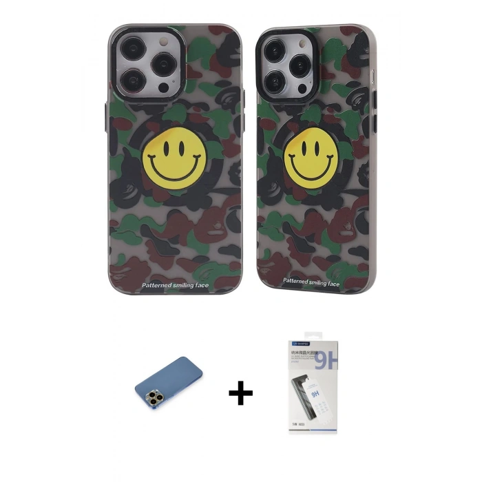 MARSİLYAN™- iPhone 12 Pro Max Kılıf Nova Doku Koleksiyonu - Şeffaf Uv Polymer Nano Ekran Koruyucu + Shine Kamera Lens Koruma Cam - GD