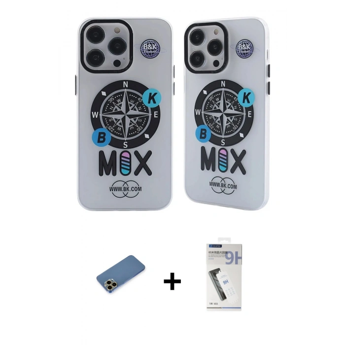 MARSİLYAN™- iPhone 12 Pro Max Kılıf Nova Doku Koleksiyonu - Şeffaf Uv Polymer Nano Ekran Koruyucu + Shine Kamera Lens Koruma Cam - GD