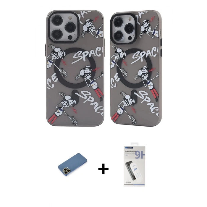 MARSİLYAN™- iPhone 12 Pro Max Kılıf Nova Doku Koleksiyonu - Şeffaf Uv Polymer Nano Ekran Koruyucu + Shine Kamera Lens Koruma Cam - GD