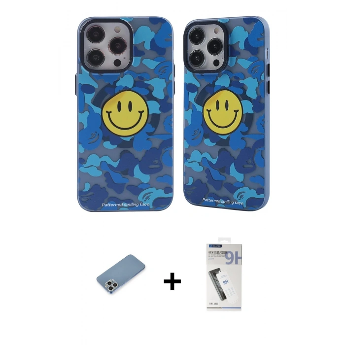 MARSİLYAN™- iPhone 12 Pro Max Kılıf Nova Doku Koleksiyonu - Şeffaf Uv Polymer Nano Ekran Koruyucu + Shine Kamera Lens Koruma Cam - GS