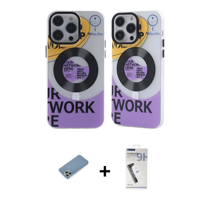 MARSİLYAN™- iPhone 12 Pro Max Kılıf Nova Doku Koleksiyonu - Şeffaf Uv Polymer Nano Ekran Koruyucu + Shine Kamera Lens Koruma Cam - GS