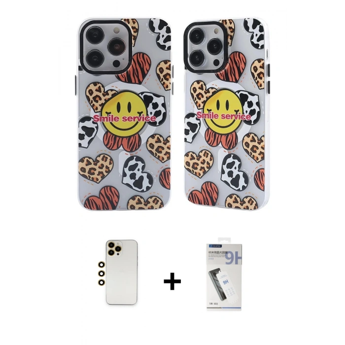MARSİLYAN™- iPhone 12 Pro Max Kılıf Nova Doku Koleksiyonu - Şeffaf Uv Polymer Nano Ekran Koruyucu + Shine Kamera Lens - GD