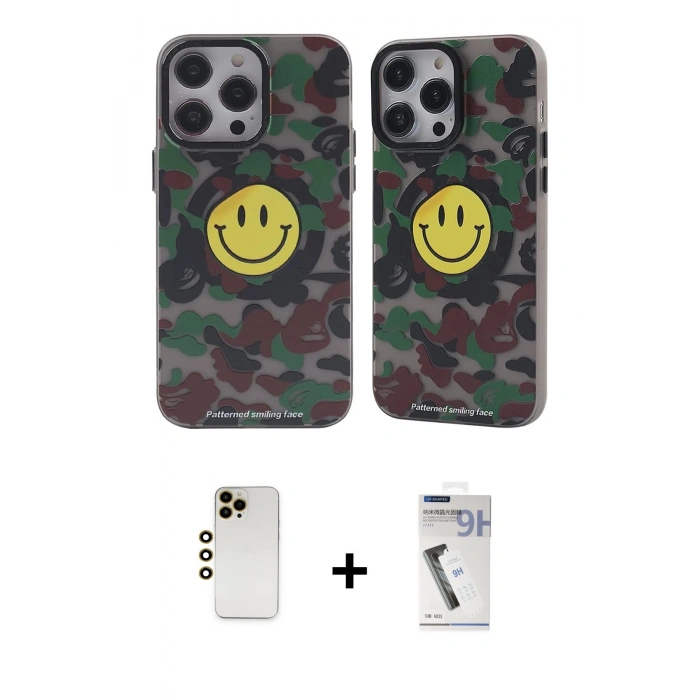 MARSİLYAN™- iPhone 12 Pro Max Kılıf Nova Doku Koleksiyonu - Şeffaf Uv Polymer Nano Ekran Koruyucu + Shine Kamera Lens - GD