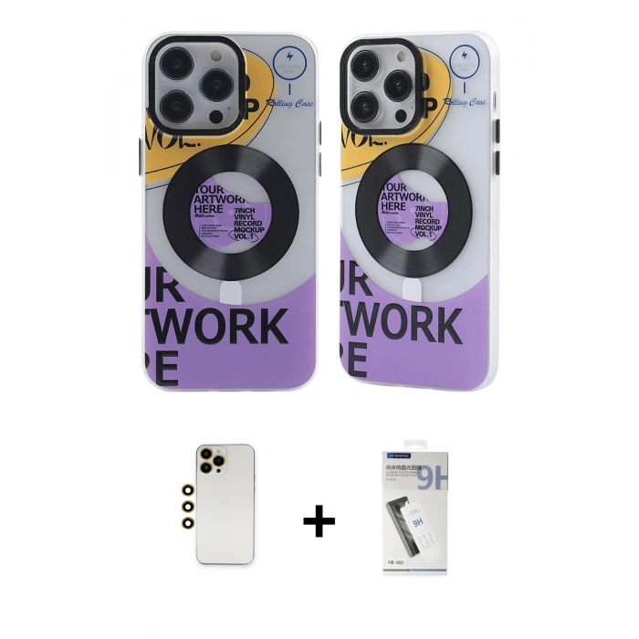 MARSİLYAN™- iPhone 12 Pro Max Kılıf Nova Doku Koleksiyonu - Şeffaf Uv Polymer Nano Ekran Koruyucu + Shine Kamera Lens - GD