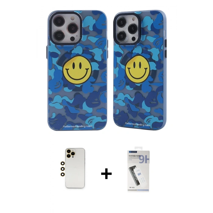 MARSİLYAN™- iPhone 12 Pro Max Kılıf Nova Doku Koleksiyonu - Şeffaf Uv Polymer Nano Ekran Koruyucu + Shine Kamera Lens - GD