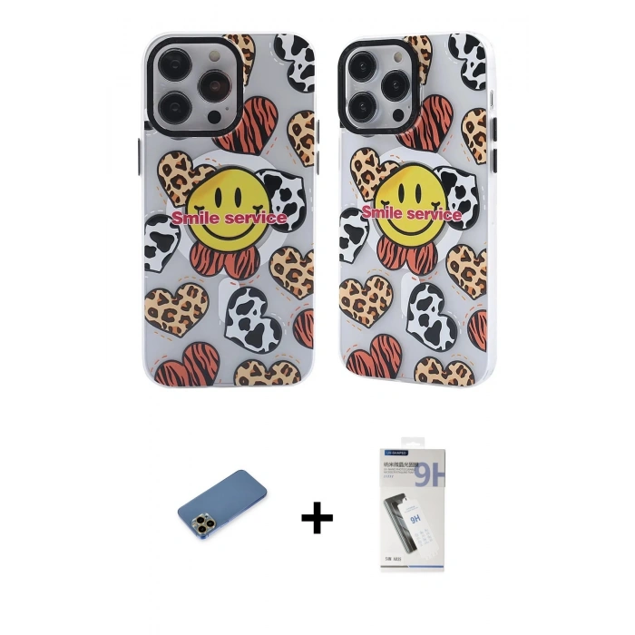 MARSİLYAN™- iPhone 12 Pro Max Kılıf Nova Doku Koleksiyonu - Şeffaf Uv Polymer Nano Ekran Koruyucu + Shine Kamera Lens Koruma Cam - GD