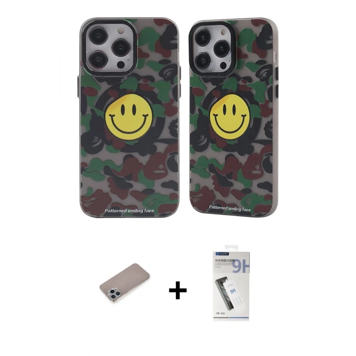 MARSİLYAN™- iPhone 12 Pro Max Kılıf Nova Doku Koleksiyonu - Şeffaf Uv Polymer Nano Ekran Koruyucu + Shine Kamera Lens Koruma Cam - SABE