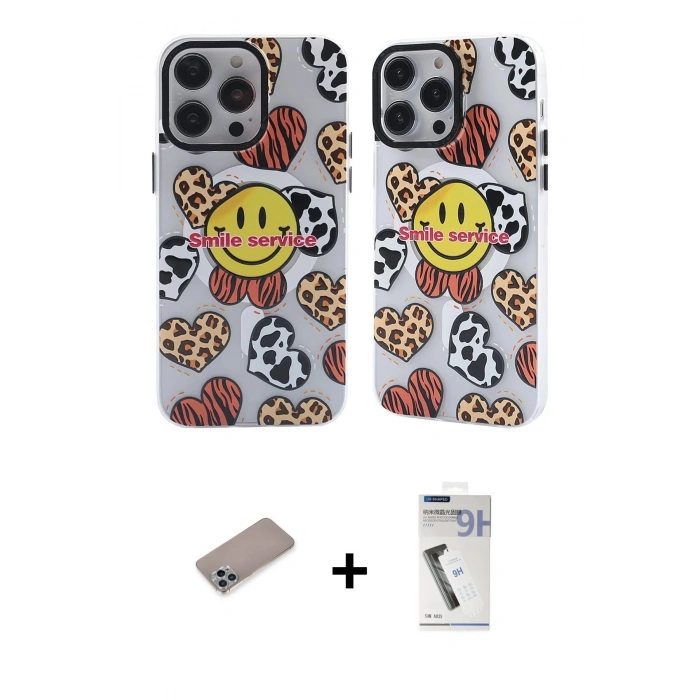 MARSİLYAN™- iPhone 12 Pro Max Kılıf Nova Doku Koleksiyonu - Şeffaf Uv Polymer Nano Ekran Koruyucu + Shine Kamera Lens Koruma Cam - SABE