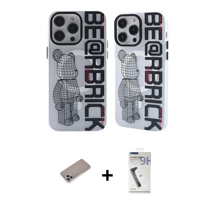 MARSİLYAN™- iPhone 12 Pro Max Kılıf Nova Doku Koleksiyonu - Şeffaf Uv Polymer Nano Ekran Koruyucu + Shine Kamera Lens Koruma Cam - SABE