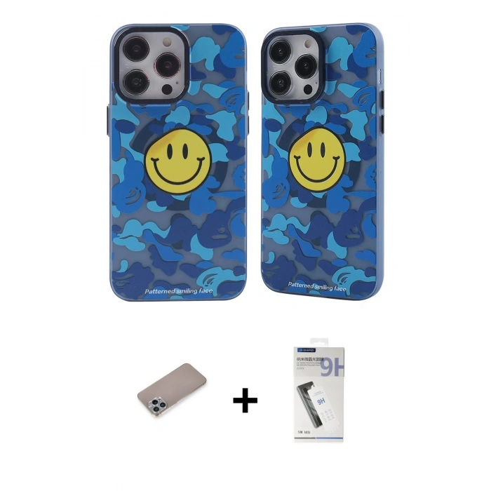 MARSİLYAN™- iPhone 12 Pro Max Kılıf Nova Doku Koleksiyonu - Şeffaf Uv Polymer Nano Ekran Koruyucu + Shine Kamera Lens Koruma Cam - SABE