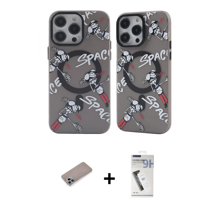 MARSİLYAN™- iPhone 12 Pro Max Kılıf Nova Doku Koleksiyonu - Şeffaf Uv Polymer Nano Ekran Koruyucu + Shine Kamera Lens Koruma Cam - SABE