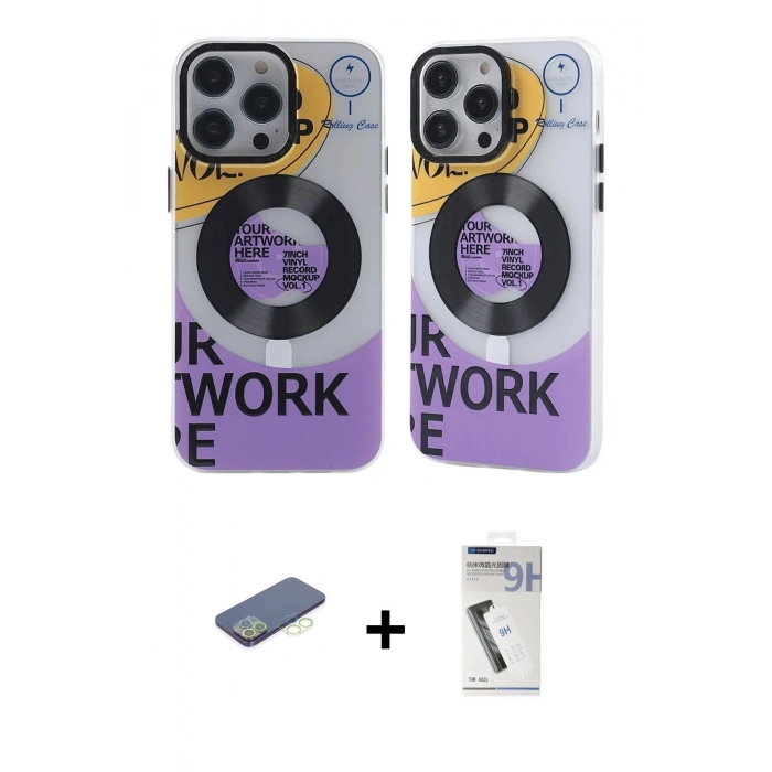 MARSİLYAN™- iPhone 12 Pro Max Kılıf Nova Doku Koleksiyonu - Şeffaf Uv Polymer Nano Ekran Koruyucu + Yeşil Renkli Kamera Lens Koruma Cam