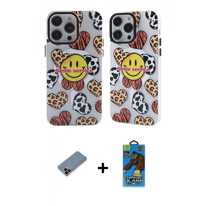 MARSİLYAN™- iPhone 12 Pro Max Kılıf Nova Doku Koleksiyonu - Siyah 18D Cam Ekran Koruyucu + Kırmızı Metal Kamera Lens Koruma Cam
