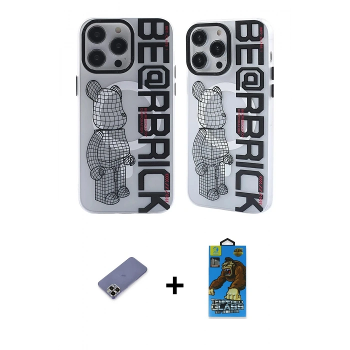 MARSİLYAN™- iPhone 12 Pro Max Kılıf Nova Doku Koleksiyonu - Siyah 18D Cam Ekran Koruyucu + Metal Kamera Lens Koruma Cam - GD