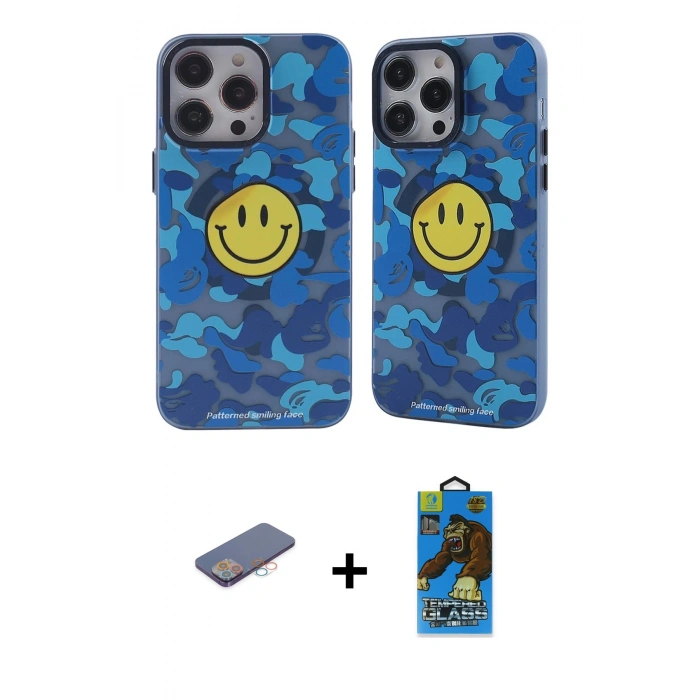 MARSİLYAN™- iPhone 12 Pro Max Kılıf Nova Doku Koleksiyonu - Siyah 18D Cam Ekran Koruyucu + Renkli Kamera Lens Koruma Cam - PE