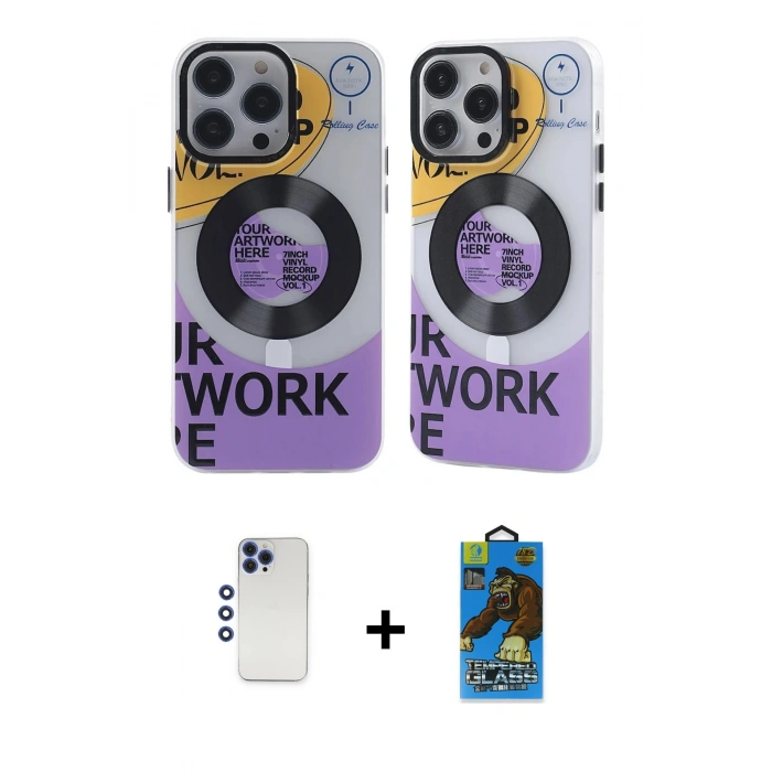 MARSİLYAN™- iPhone 12 Pro Max Kılıf Nova Doku Koleksiyonu - Siyah 18D Cam Ekran Koruyucu + Shine Kamera Lens - LT