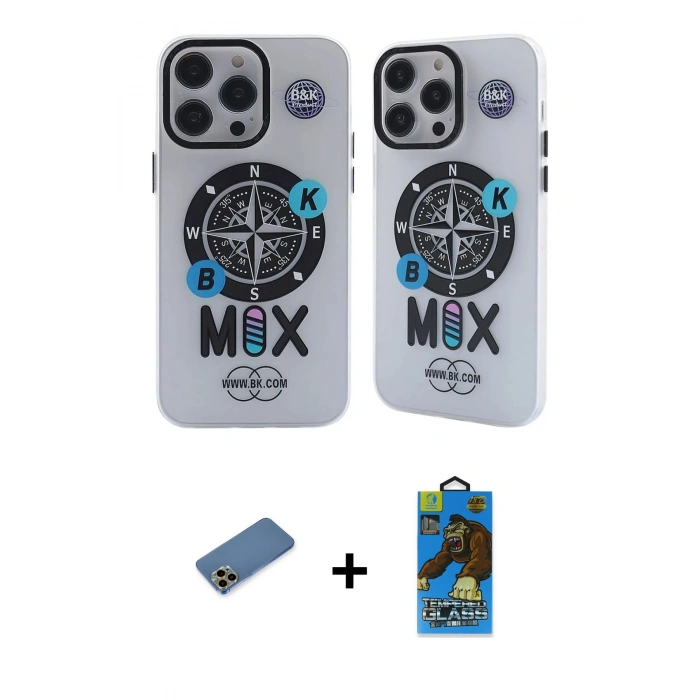 MARSİLYAN™- iPhone 12 Pro Max Kılıf Nova Doku Koleksiyonu - Siyah 18D Cam Ekran Koruyucu + Shine Kamera Lens Koruma Cam - GD