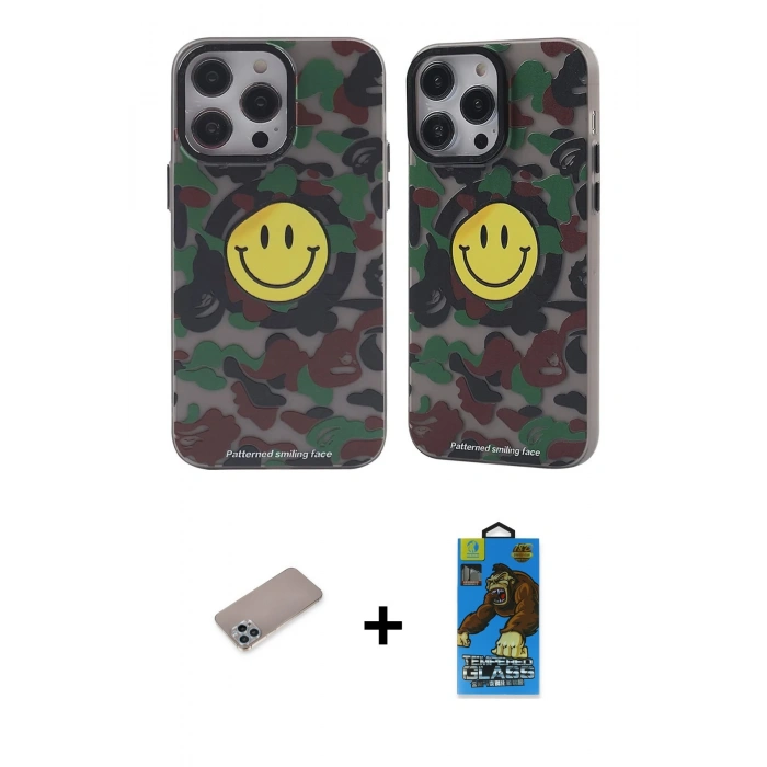 MARSİLYAN™- iPhone 12 Pro Max Kılıf Nova Doku Koleksiyonu - Siyah 18D Cam Ekran Koruyucu + Sierra Blue Shine Kamera Lens Koruma Cam