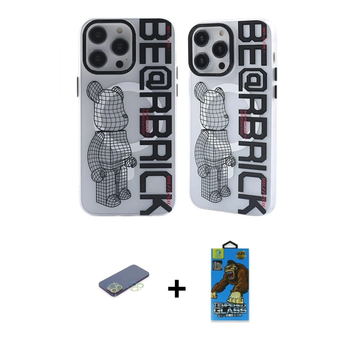MARSİLYAN™- iPhone 12 Pro Max Kılıf Nova Doku Koleksiyonu - Siyah 18D Cam Ekran Koruyucu + Renkli Kamera Lens Koruma Cam - YL