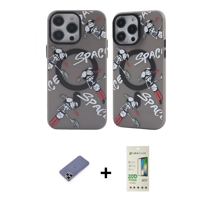 MARSİLYAN™- iPhone 12 Pro Max Kılıf Nova Doku Koleksiyonu - Siyah 20D Premium Cam Ekran Koruyucu + Metal Kamera Lens Koruma Cam - GD