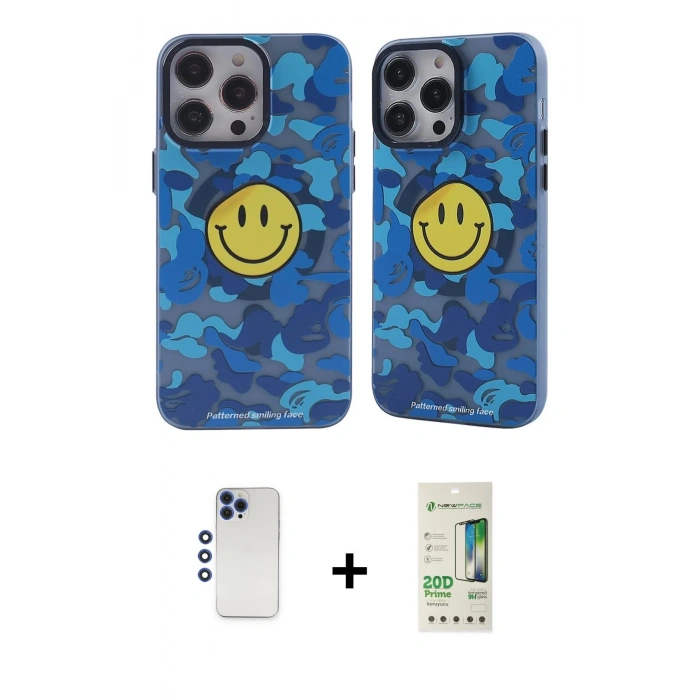 MARSİLYAN™- iPhone 12 Pro Max Kılıf Nova Doku Koleksiyonu - Siyah 20D Premium Cam Ekran Koruyucu + Lacivert Shine Kamera Lens