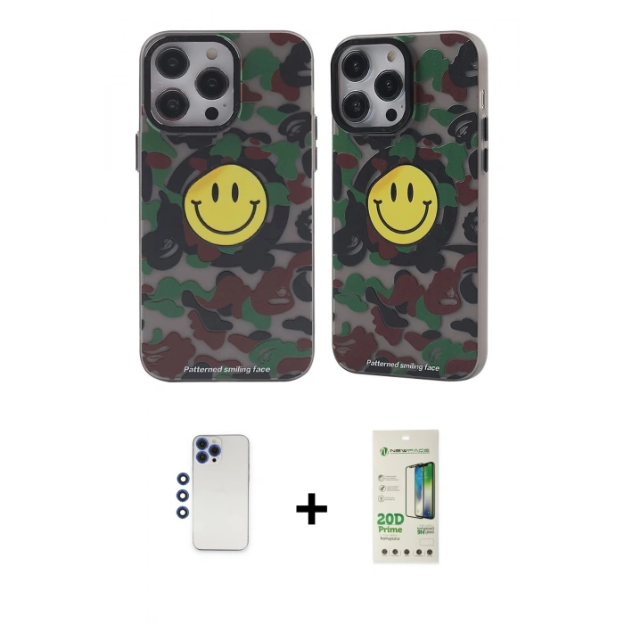 MARSİLYAN™- iPhone 12 Pro Max Kılıf Nova Doku Koleksiyonu - Siyah 20D Premium Cam Ekran Koruyucu + Lacivert Shine Kamera Lens