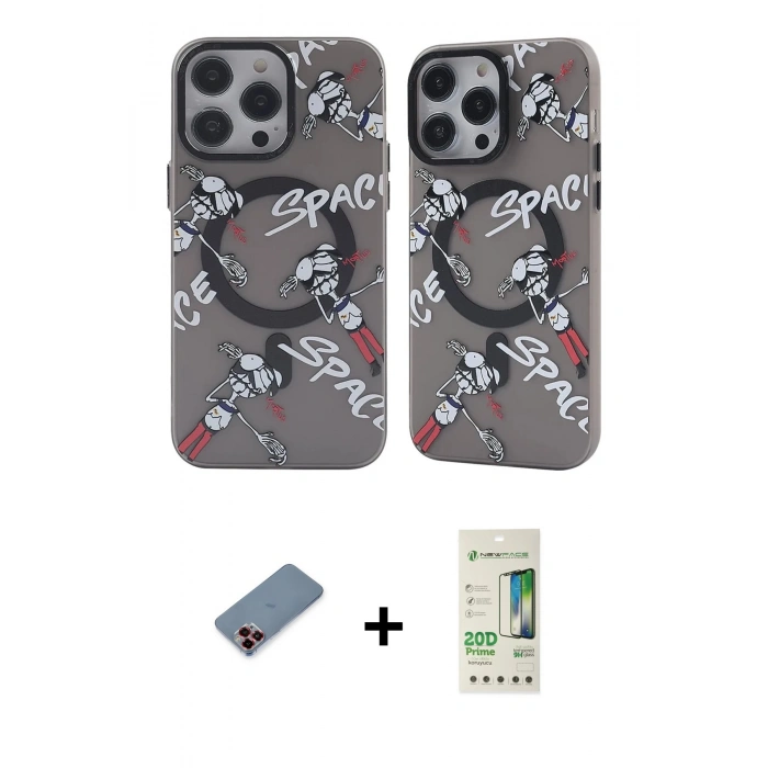 MARSİLYAN™- iPhone 12 Pro Max Kılıf Nova Doku Koleksiyonu - Siyah 20D Premium Cam Ekran Koruyucu + Metal Kamera Lens Koruma Cam - KI