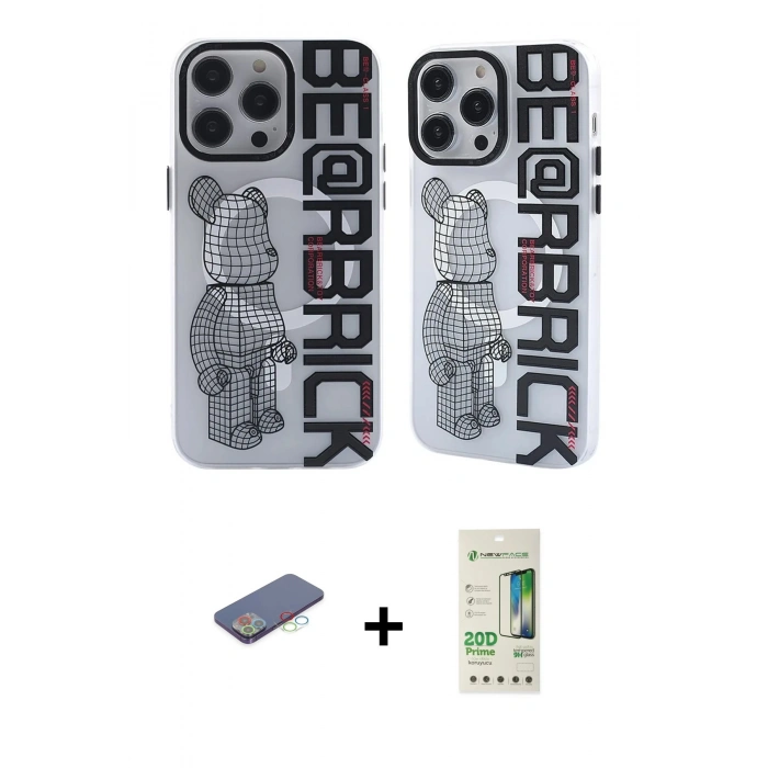 MARSİLYAN™- iPhone 12 Pro Max Kılıf Nova Doku Koleksiyonu - Siyah 20D Premium Cam Ekran Koruyucu + Renkli Kamera Lens Koruma Cam - MI