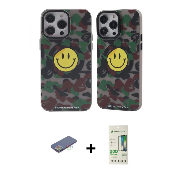MARSİLYAN™- iPhone 12 Pro Max Kılıf Nova Doku Koleksiyonu - Siyah 20D Premium Cam Ekran Koruyucu + Renkli Kamera Lens Koruma Cam - MI