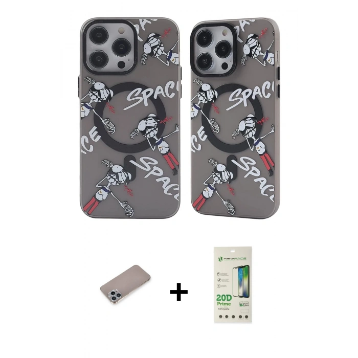 MARSİLYAN™- iPhone 12 Pro Max Kılıf Nova Doku Koleksiyonu - Siyah 20D Premium Cam Ekran Koruyucu + Shine Kamera Lens Koruma Cam - SABE