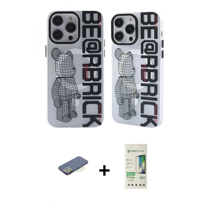 MARSİLYAN™- iPhone 12 Pro Max Kılıf Nova Doku Koleksiyonu - Siyah 20D Premium Cam Ekran Koruyucu + Renkli Kamera Lens Koruma Cam - YL