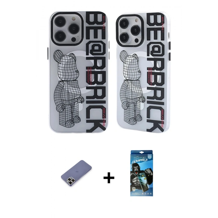 MARSİLYAN™- iPhone 12 Pro Max Kılıf Nova Doku Koleksiyonu - Siyah 34D Izgaralı Cam + Metal Kamera Lens Koruma Cam - GD
