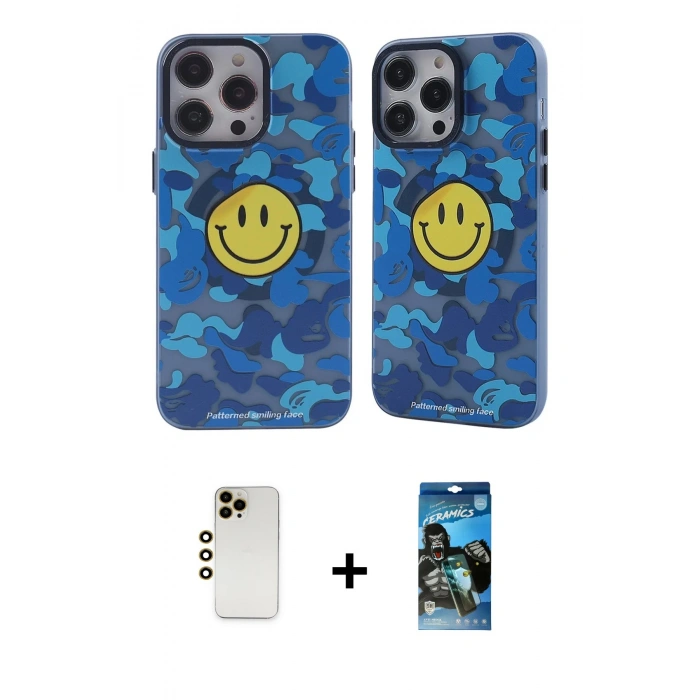 MARSİLYAN™- iPhone 12 Pro Max Kılıf Nova Doku Koleksiyonu - Siyah 34D Izgaralı Cam + Shine Kamera Lens - GD