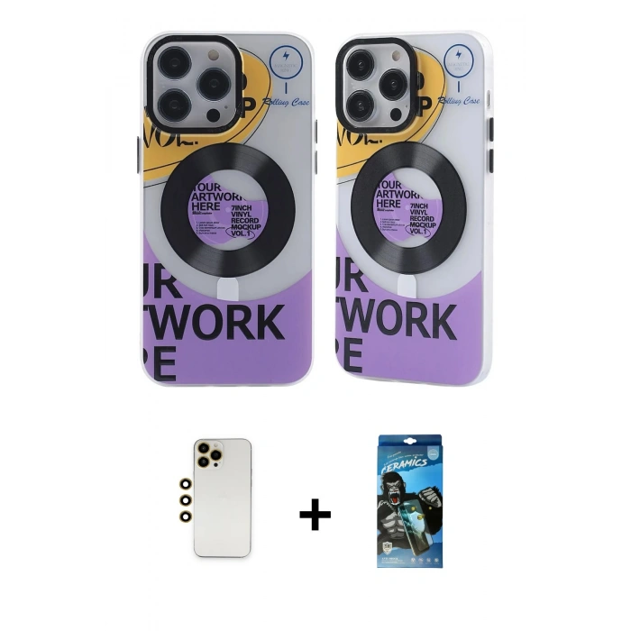 MARSİLYAN™- iPhone 12 Pro Max Kılıf Nova Doku Koleksiyonu - Siyah 34D Izgaralı Cam + Shine Kamera Lens - GD