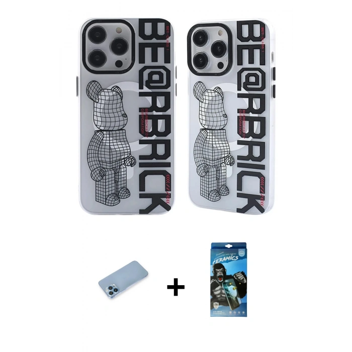 MARSİLYAN™- iPhone 12 Pro Max Kılıf Nova Doku Koleksiyonu - Siyah 34D Izgaralı Cam + Shine Kamera Lens Koruma Cam - MI
