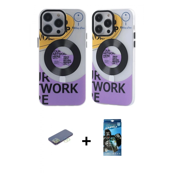 MARSİLYAN™- iPhone 12 Pro Max Kılıf Nova Doku Koleksiyonu - Siyah 34D Izgaralı Cam + Renkli Kamera Lens Koruma Cam - YL
